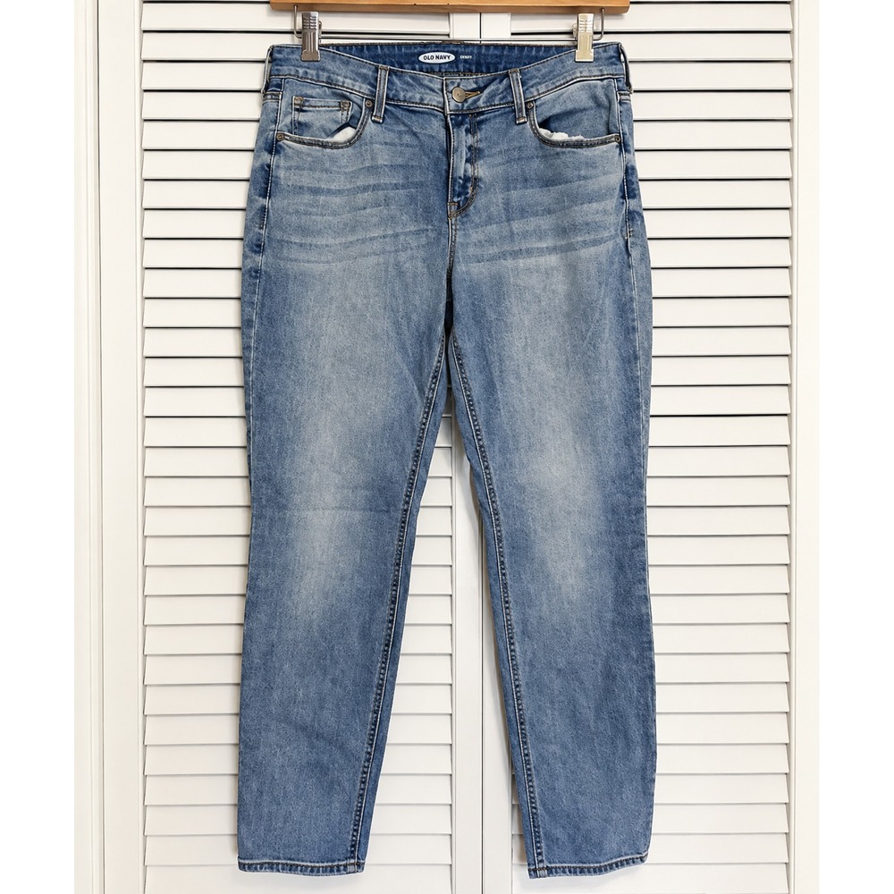 OLD NAVY Sz 14 Jeans Mid Rise Skinny Pants Stretch Light Wash Y2K Style Whisker